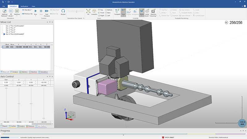 Rotary axis machining options are available (Spin & Burn)